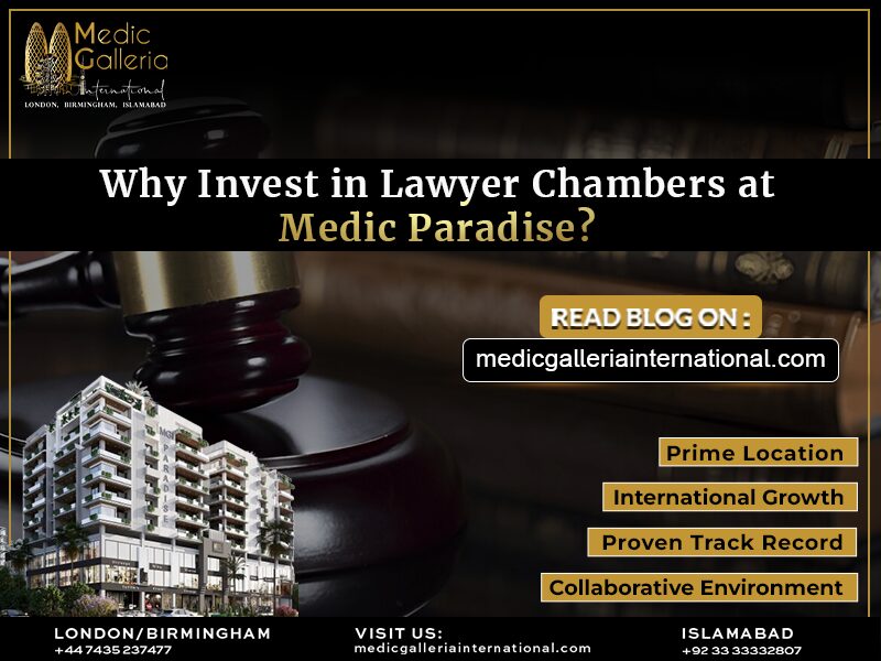 A professional photograph showcasing a lawyers chamber at Medic Galleria International Paradise, featuring a gavel and books on a desk, symbolizing legal expertise and professionalism.
Highlighting the key point that "why invest in the medic galleria International  as a lawyer firm.