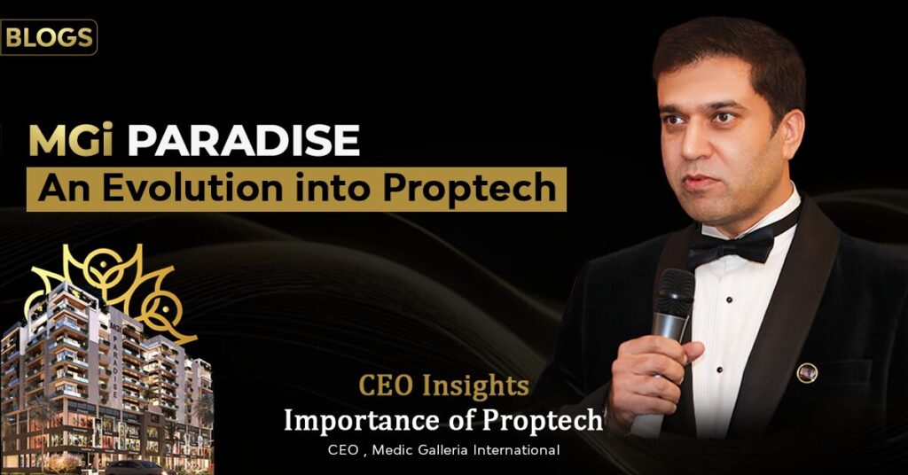 "Exploring how PropTech is transforming the real estate industry in Pakistan. The Proptech in real estate with medic galleria international