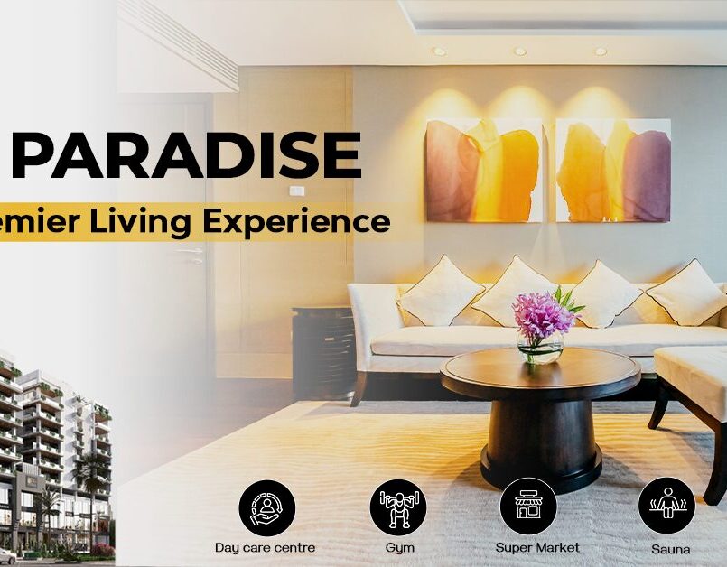 A luxurious living room with modern decor and amenities, representing the premier living experience at MGI Paradise. Your Premier Living Experience